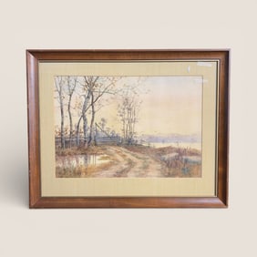 Original Signed Watercolor Fall Landscape