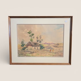 Pair Of Mid Century So. Am. Bolivian Watercolors