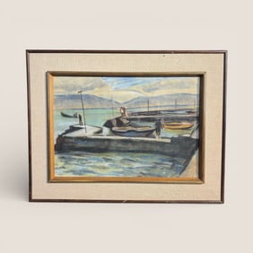 Coastal Harbor Scene Original Pastel Signed NIP