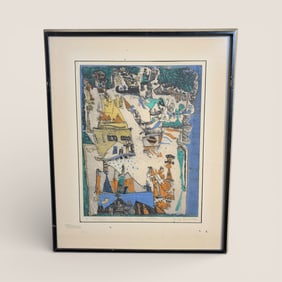 1958 Color Modernist Etching & Aquatint By " Ynez Johnston "