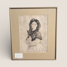 Girl With Fan Etching