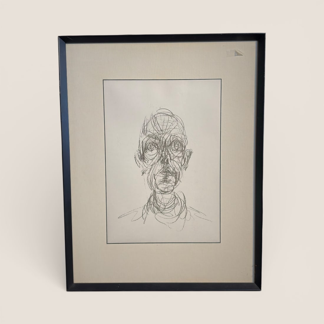 1961 Original Lithograph by " Alberto Giacometti ": An original lithograph by " Alberto Giacometti ", " Tete D' Homme ". 20 3/4 x 16 1/4 frame size Ziebarth's is pleased to offer in-house shipping on all items purchased in our auctions. You can arrange
