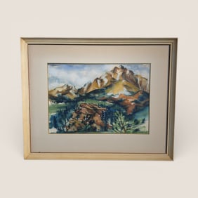 Landscape Watercolor Signed " Myrth "