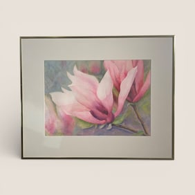 Signed " M. Mancusi " Watercolor With Blue Ribbon