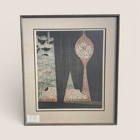 Signed And Numbered 3 Color Japanese Woodcut " Masaji Yoshida "