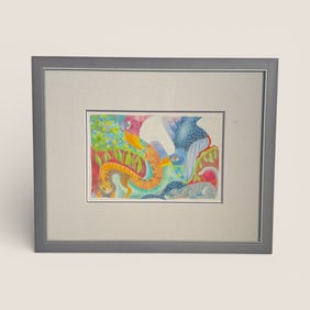 Signed " Bach 99 " Art with Mystical Creatures