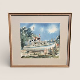 Watercolor, Unsigned , Boat