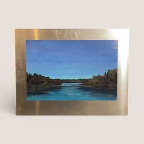 Rare Painting on Stainless Steel by " Mai Wyn SWchantz "