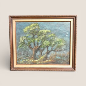 Signed Oil Painting On Board. Trees