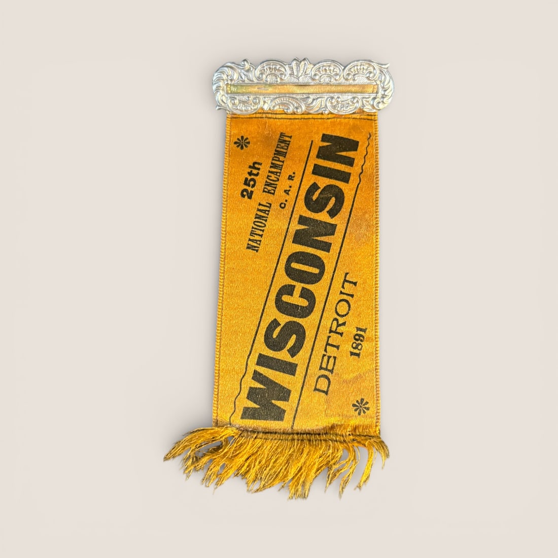 1891 GAR 25th Encampment Ribbon Wisconsin Detroit (1 of 1)