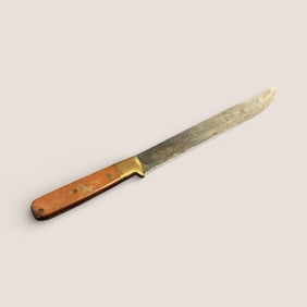 Antique 13 1/2 Inch Knife With Brass Accents