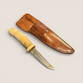 Antique Bone Handle Knife With Sheath