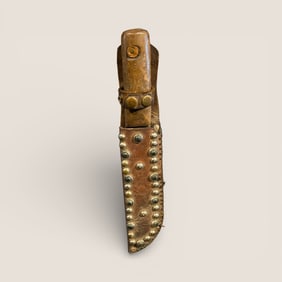 Early Homemade Knife In Cool Studded Sheath