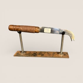 Cutlery Knife With Turned Wood String Wrapped Handle