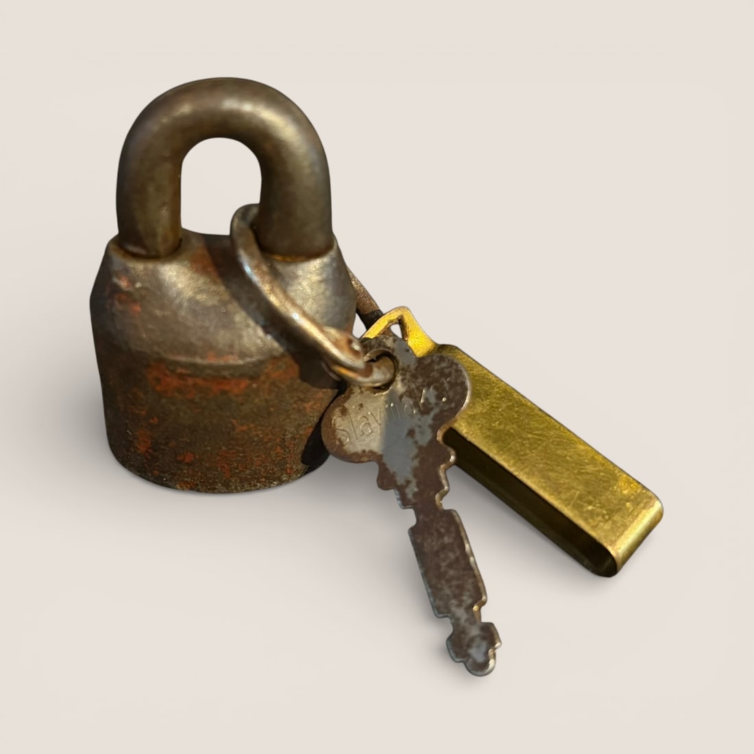 Cute Mini Scandinavian Jail Lock 1 1/8 x 1 7/8 Dated 1889 (1 of 1)