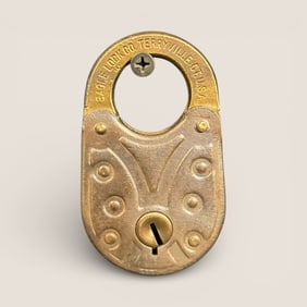 Fancy " Eagle Lock Co. " Brass & Iron Padlock