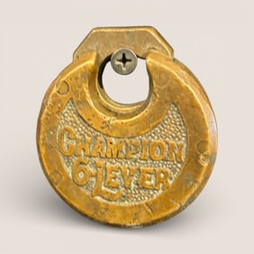 Antique Brass " Champion 6 Lever " Padlock