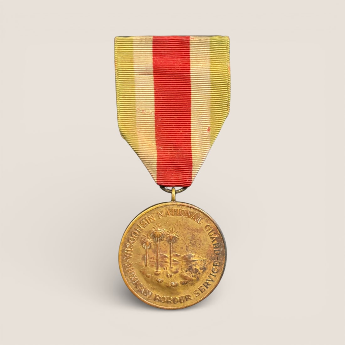 Antique Wisconsin National Guard Mexican Border Service Ribbon And Medal (1 of 1)