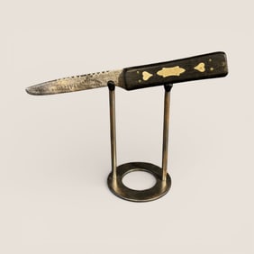 Antique Sheffield Knife With Inlaid Hearts In Handle