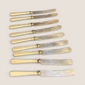 Set Of 9 Matching Touch Marked Silver Cutlery Knives