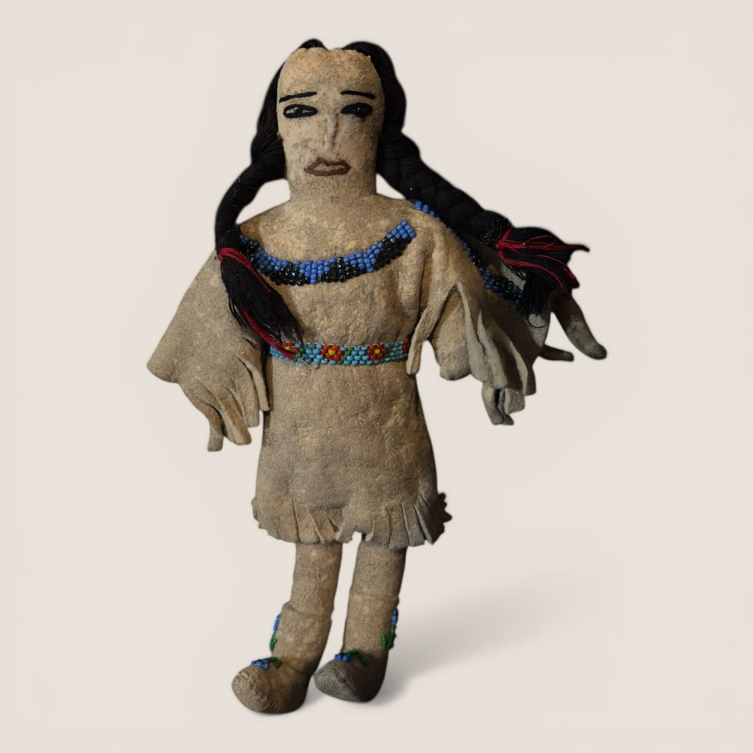 Beaded Native American Plains Doll: Measuring 9 inches tall.