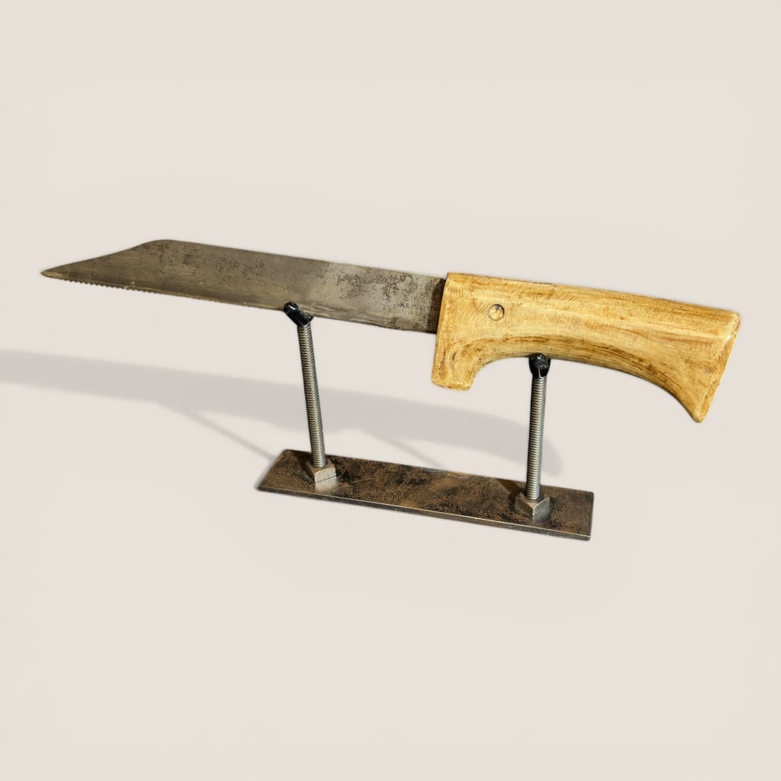 Antique Bone Handled Saw Tooth Edge Sheath Knife: A 11 3/4 inch bone handle sheath knife with a saw tooth edge, excellent condition