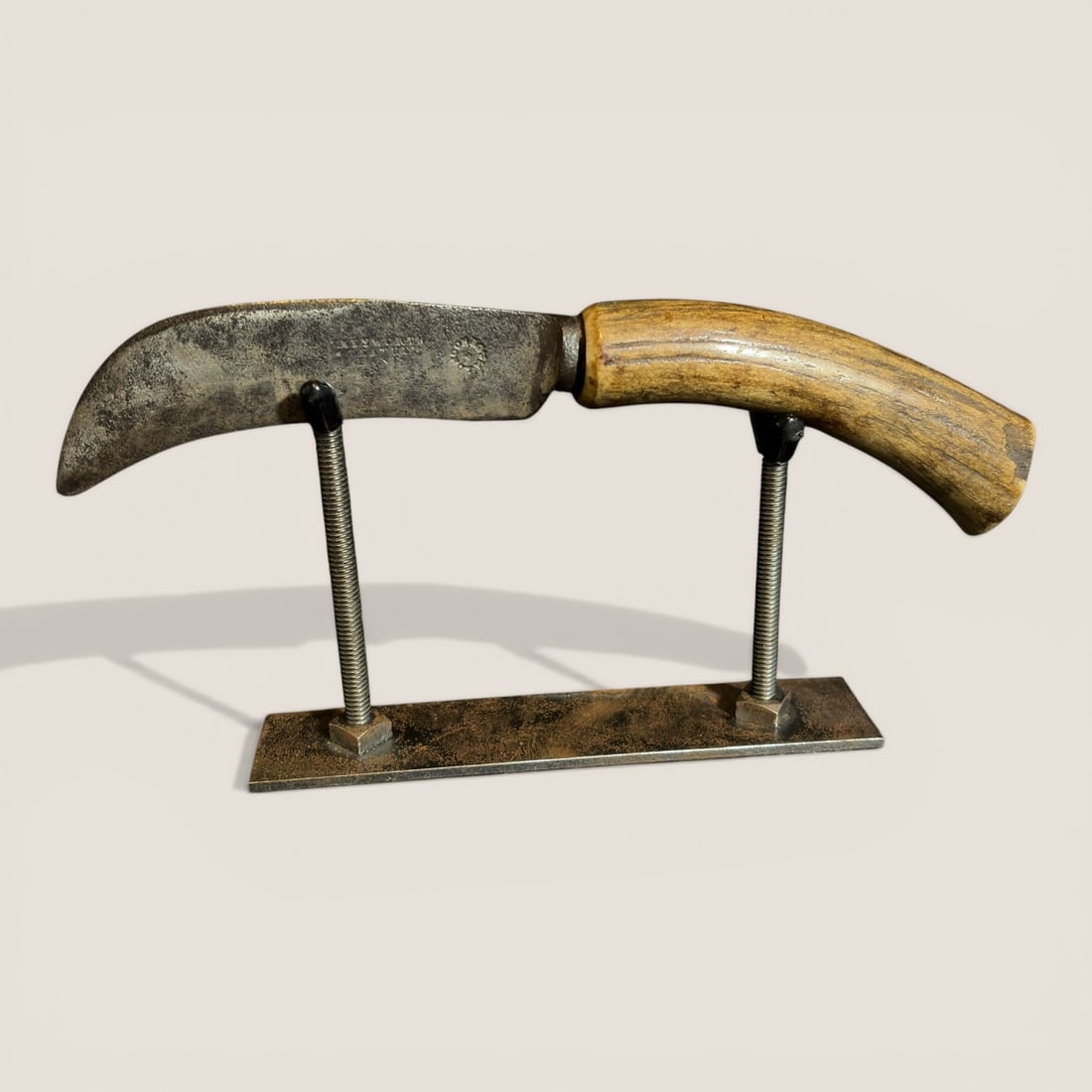 Rare Maker Marked Bone Handle Curved Blade Knife (1 of 2)