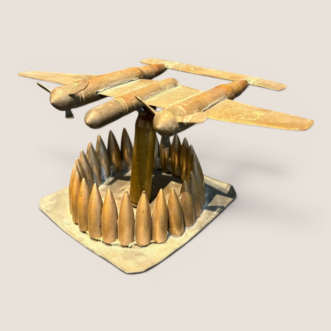WWII Lockheed P-38 Lightning Trench Art Aircraft Model (1 of 2)