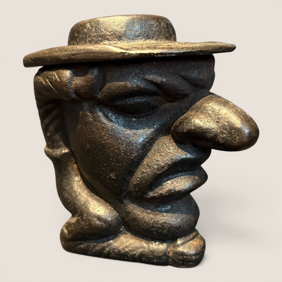 Antique Cast Iron Figural Tobacco Jar in the Style of Iron Art LB65 (1 of 2)