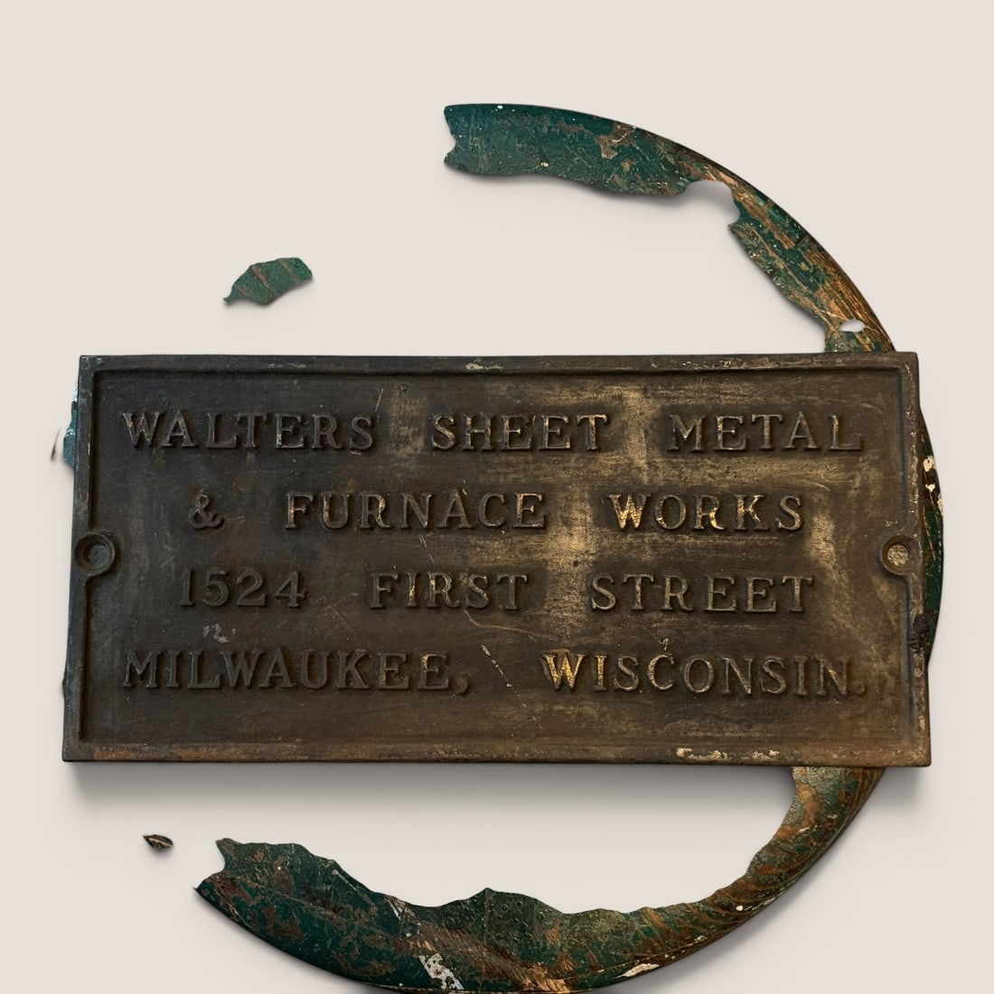 Cast Metal Industrial Trade Sign for Walters Sheet Metal and Furnace Works Milwaukee Wisconsin (1 of 1)