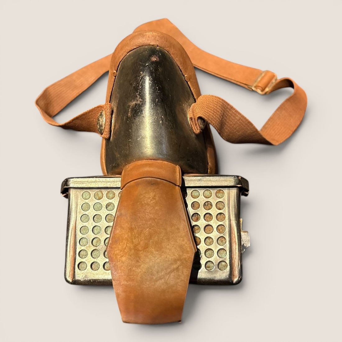 US Navy and Industrial Half-Face Respirator with Bureau of Mines Approval B.M. 2115: A mid-20th-century American half-face respirator, identified by the U.S. Bureau of Mines approval number B.M. 2115 as being manufactured by Willson Products, Inc. of Reading, Pennsylvania. The unit is