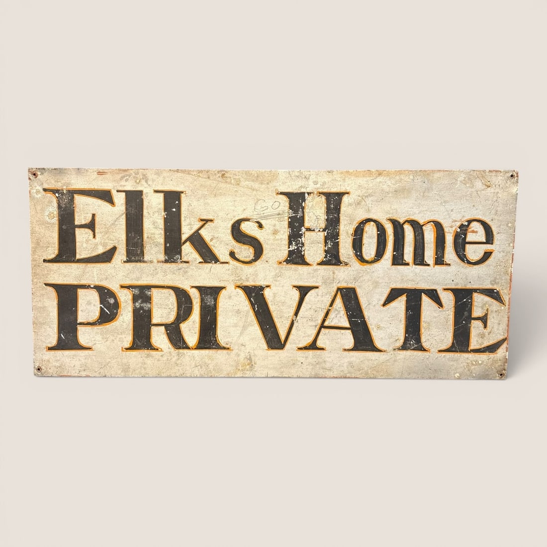 Antique Hand-Painted B.P.O.E. Elks Home Private Fraternal Sign (1 of 2)