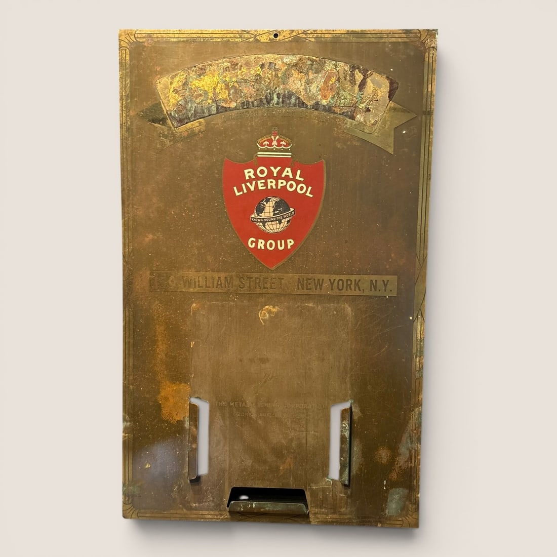 Vintage Royal Liverpool Group Etched Metal Advertising Calendar Stand (1 of 1)