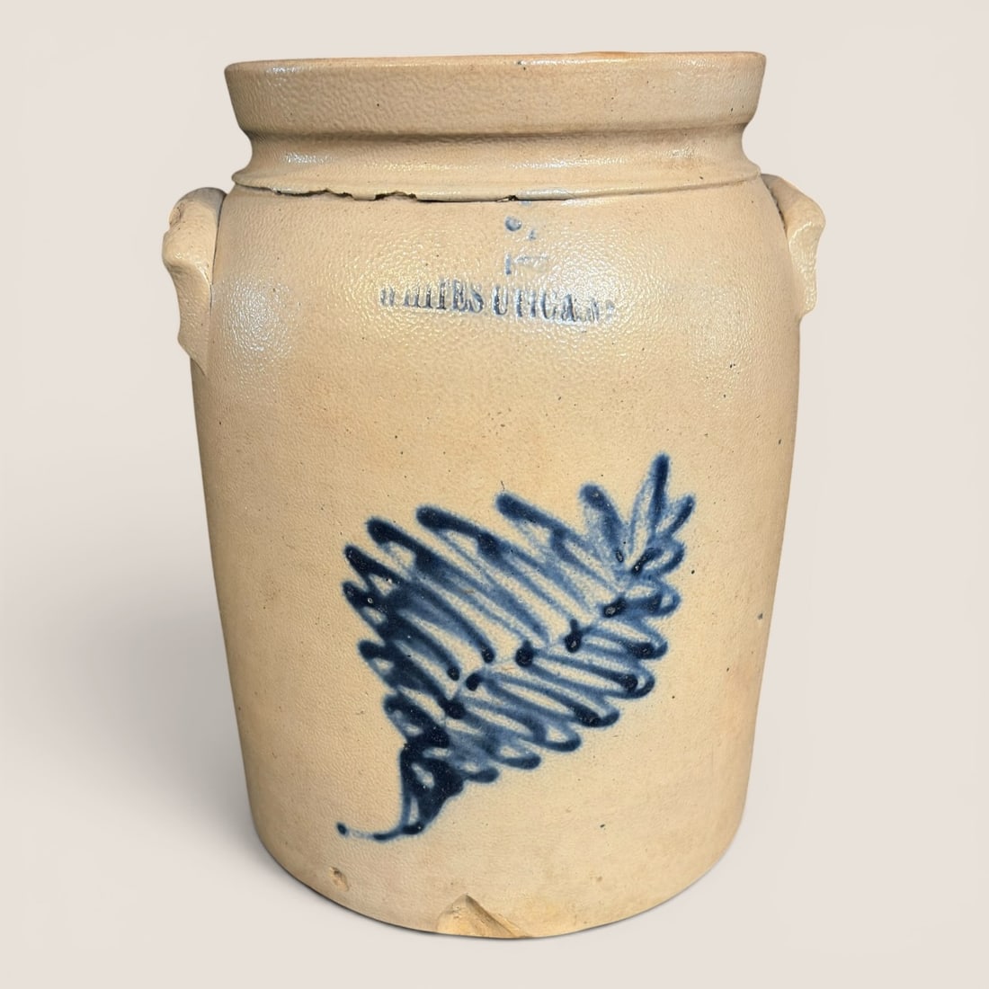 Whites Utica Two Gallon Cobalt Decorated Stoneware Crock (1 of 3)