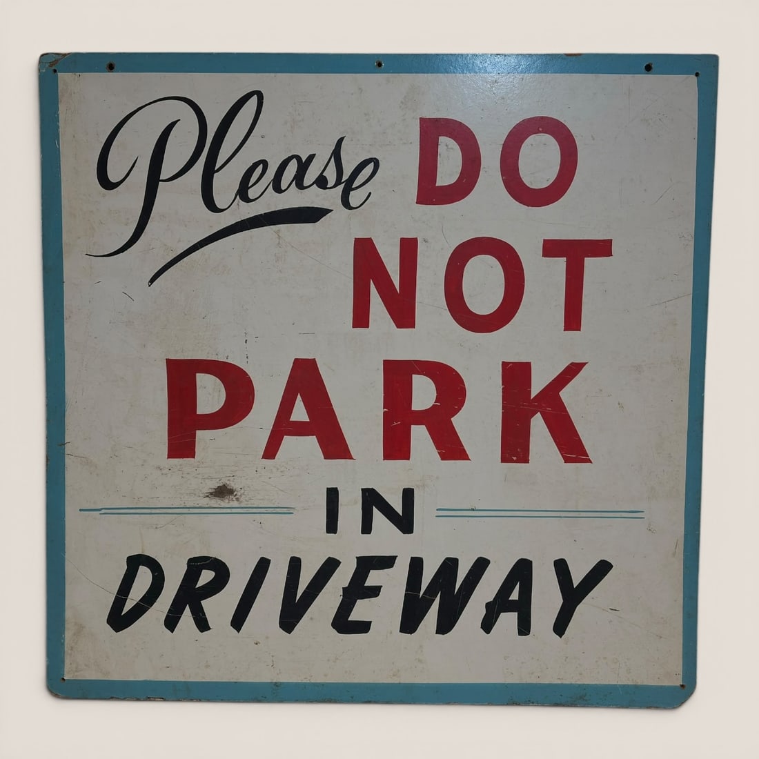 Mid-20th Century Hand-Painted Masonite No Parking in Driveway Sign (1 of 2)