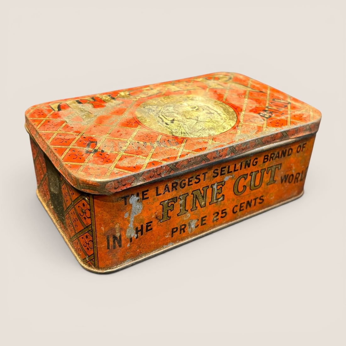 Antique Tiger Brand Fine Cut Chewing Tobacco Tin (1 of 2)