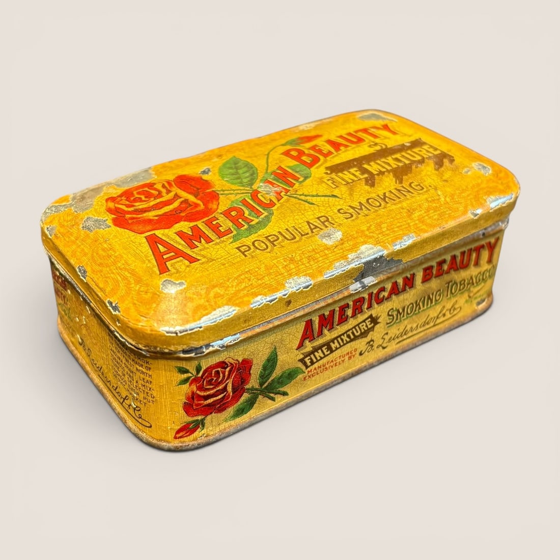 Antique American Beauty Smoking Tobacco Flat Pocket Tin, B. Leidersdorf Co. (1 of 2)