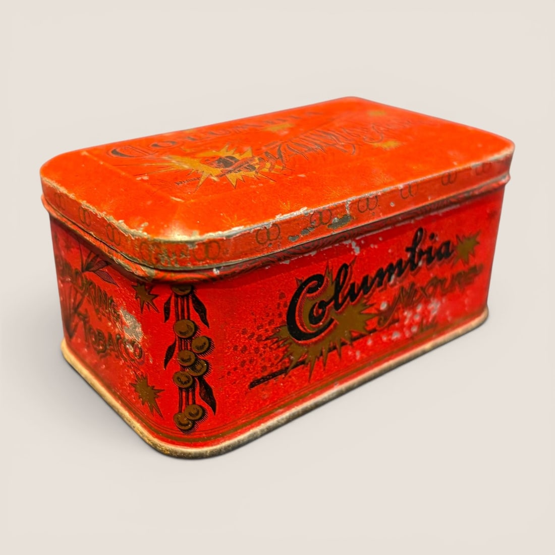Antique Columbia Mixture Lithographed Smoking Tobacco Tin (1 of 2)