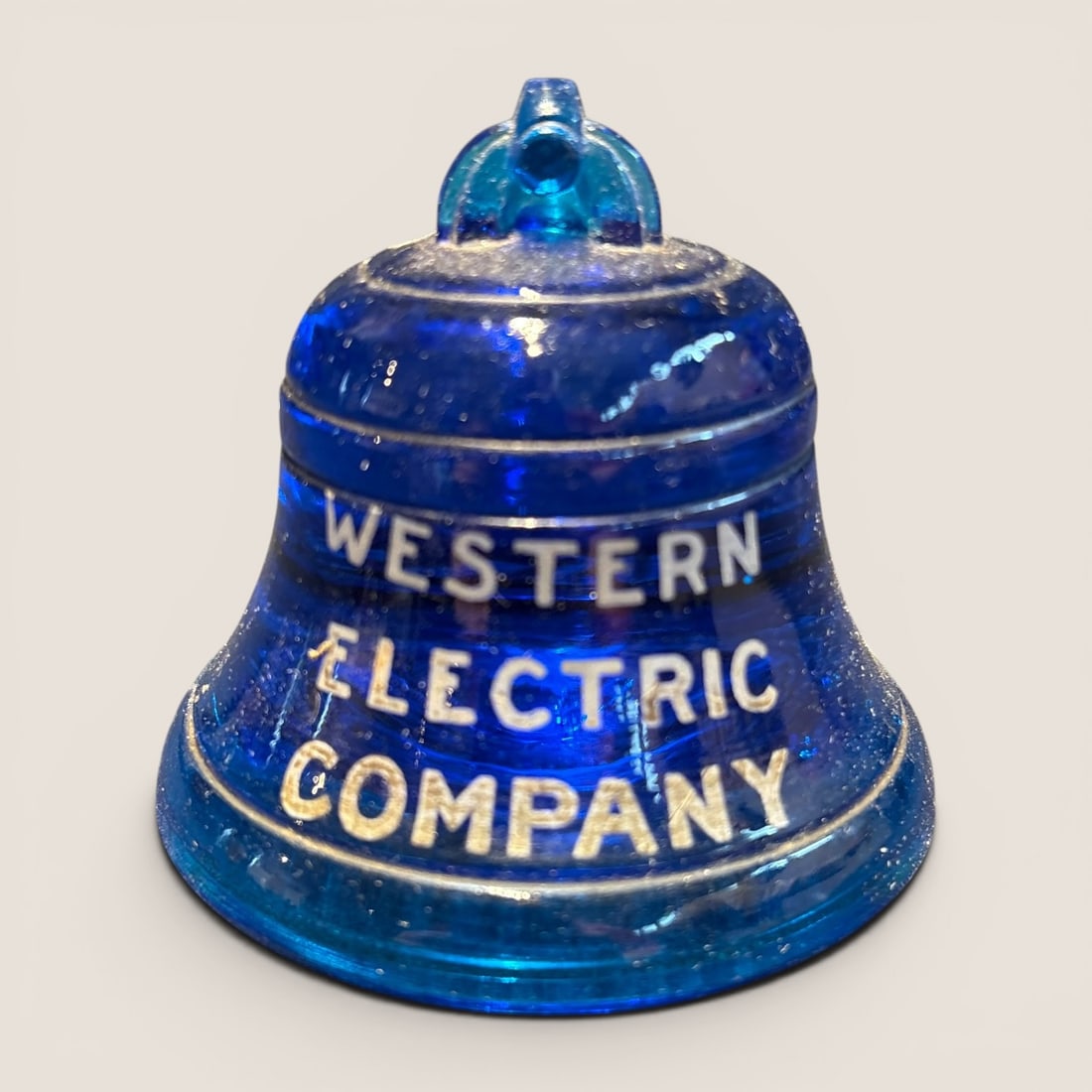 Western Electric Company Cobalt Blue Glass Bell Paperweight (1 of 2)