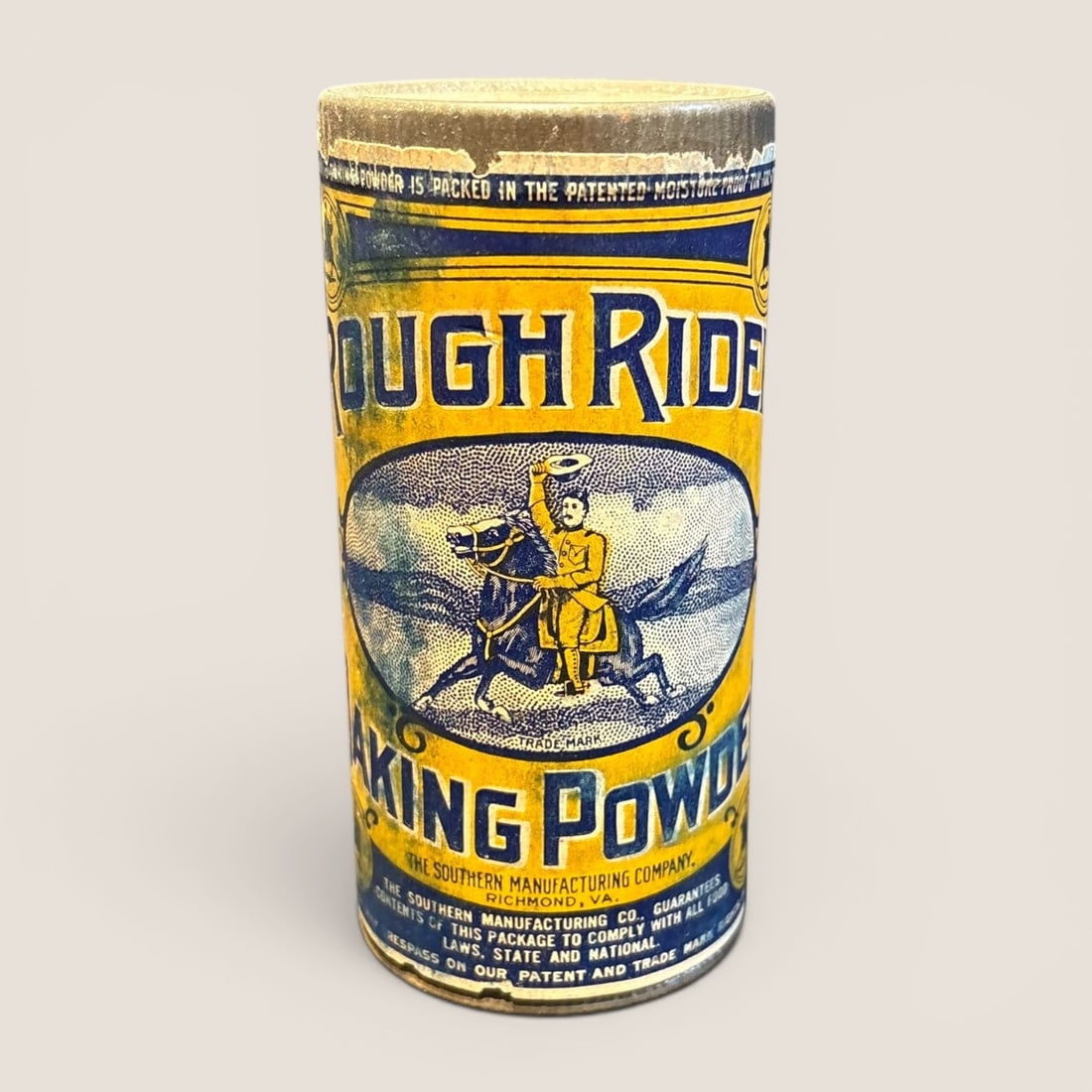 Vintage Rough Rider Baking Powder Advertising Tin, The Southern Manufacturing Company, Richmond, (1 of 2)