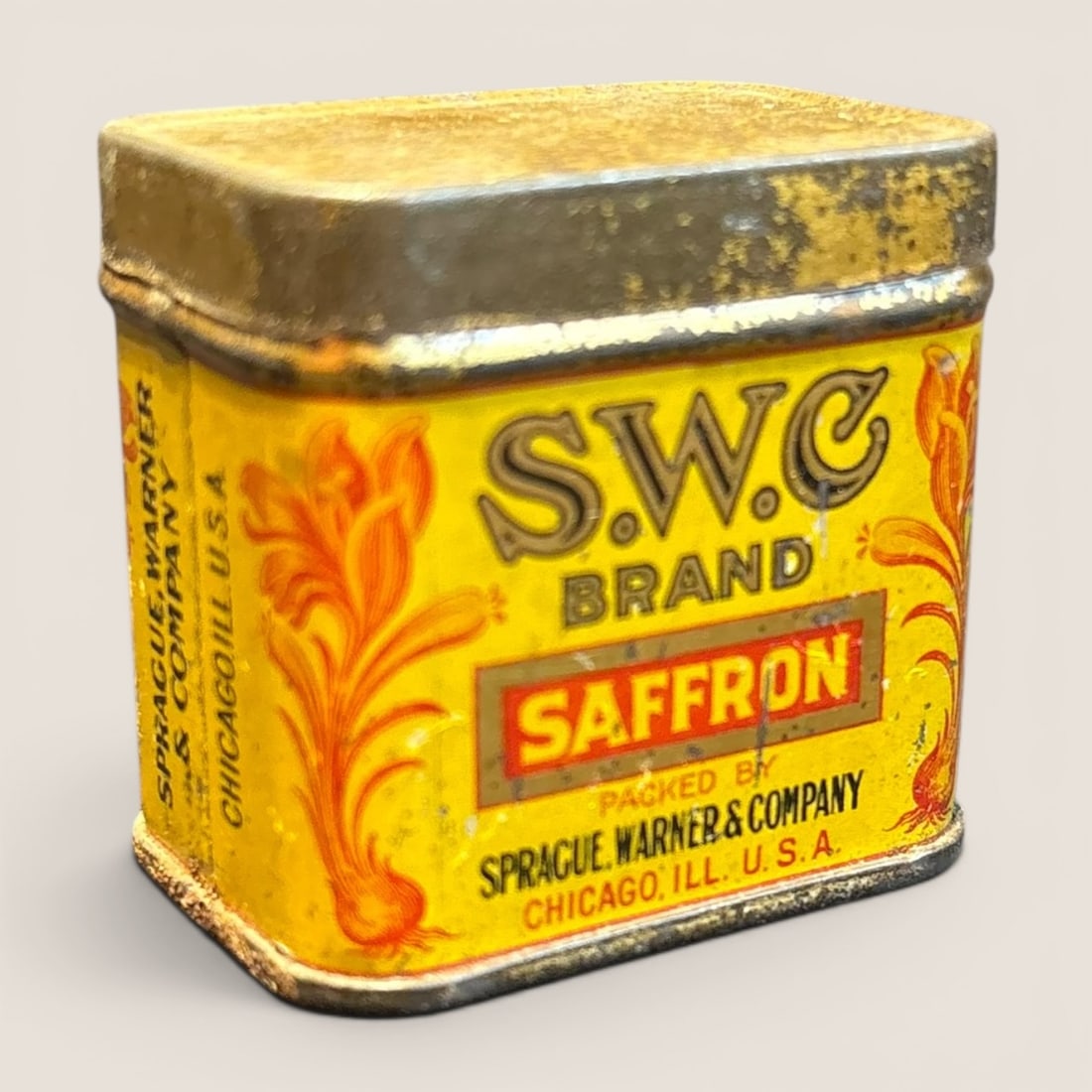 Vintage S.W.C. Brand Lithographed Saffron Spice Tin by Sprague Warner and Company (1 of 2)