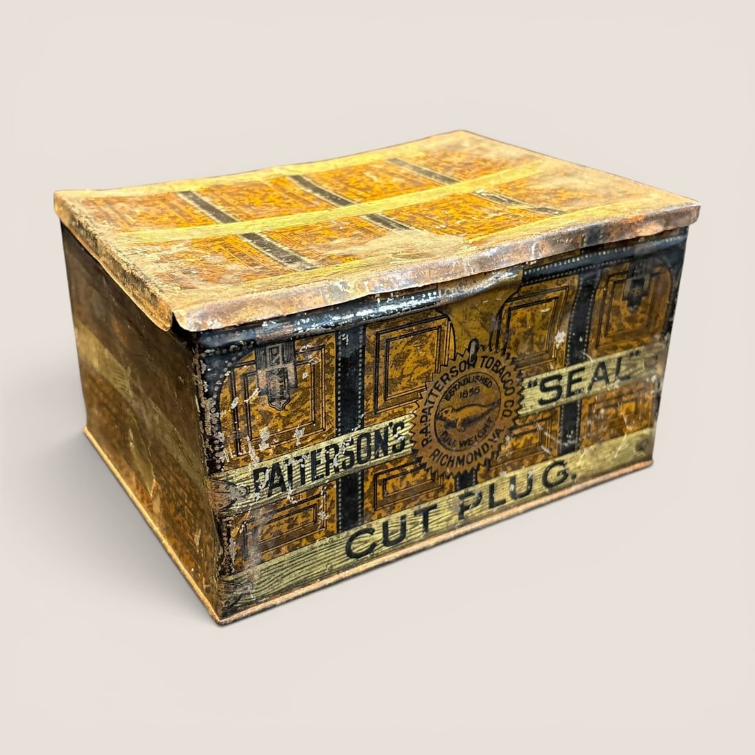 Patterson's Seal Cut Plug Lithographed Steamer Trunk Style Tobacco Tin (1 of 2)