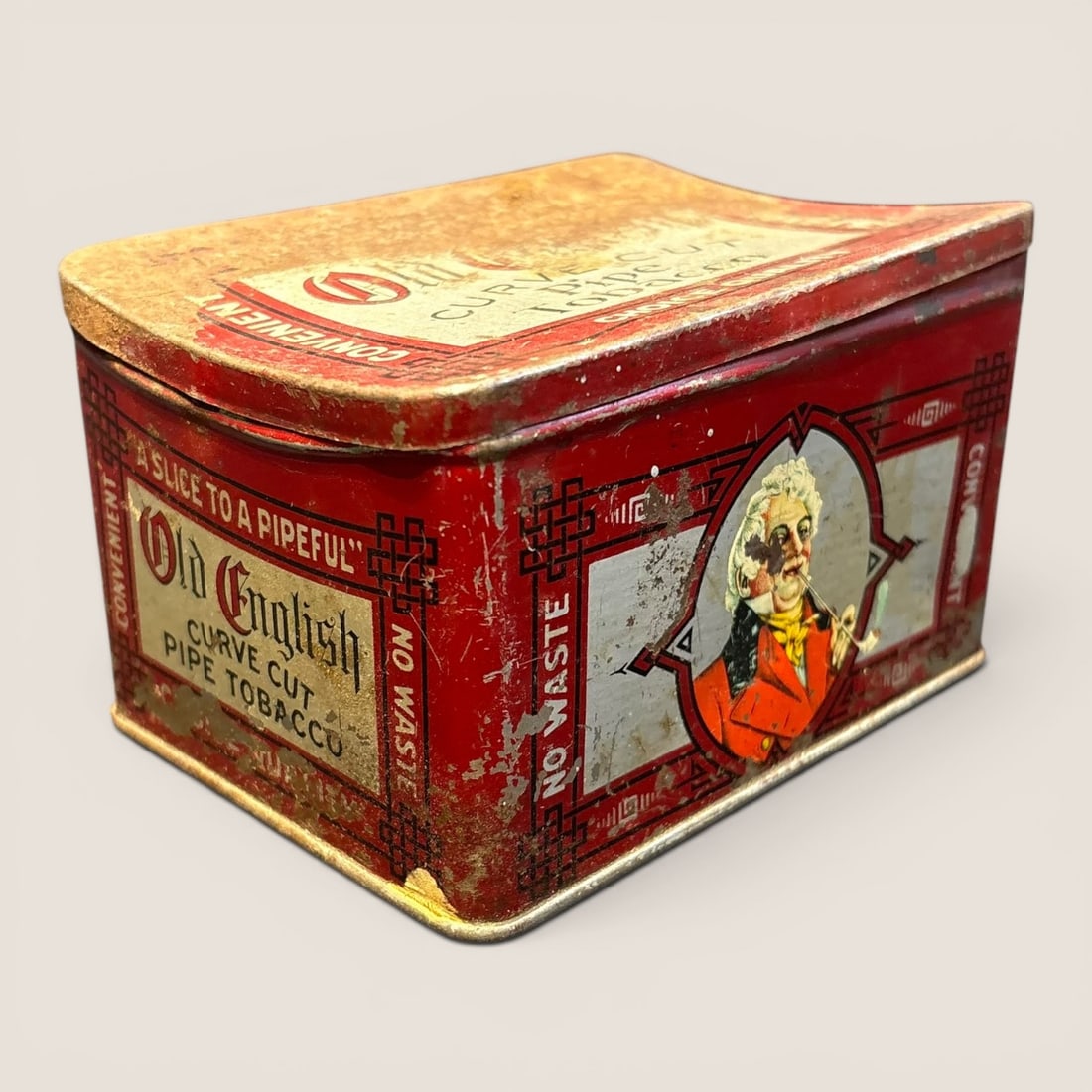 Antique Old English Curve Cut Pipe Tobacco Tin (1 of 2)