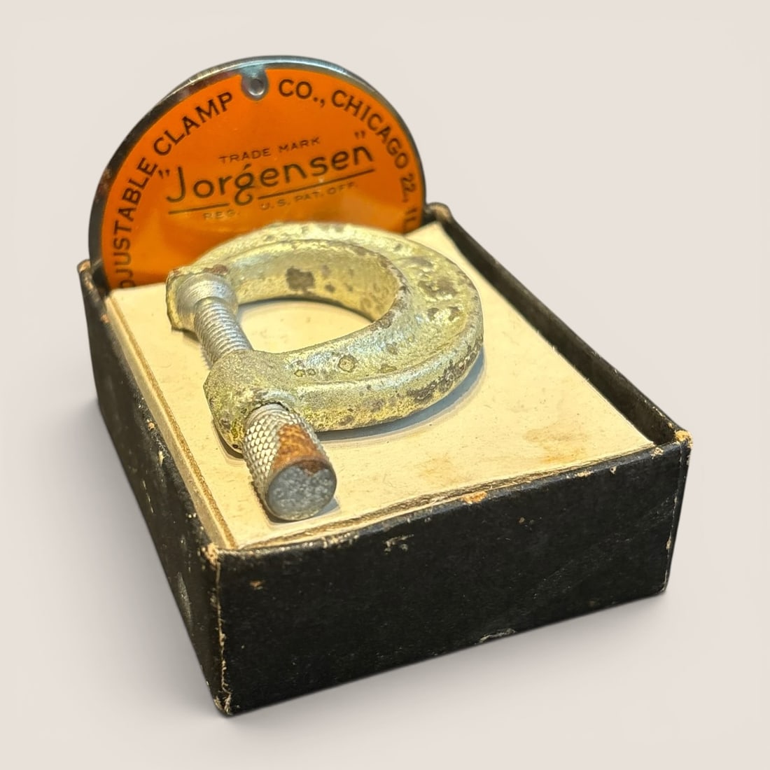 Vintage Adjustable Clamp Co. Miniature Advertising C-Clamp with Jorgensen and Pony Medallion (1 of 2)