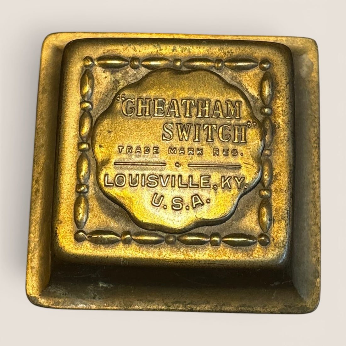 Antique Cast Metal Cheatham Switch Company Advertising Tray (1 of 2)