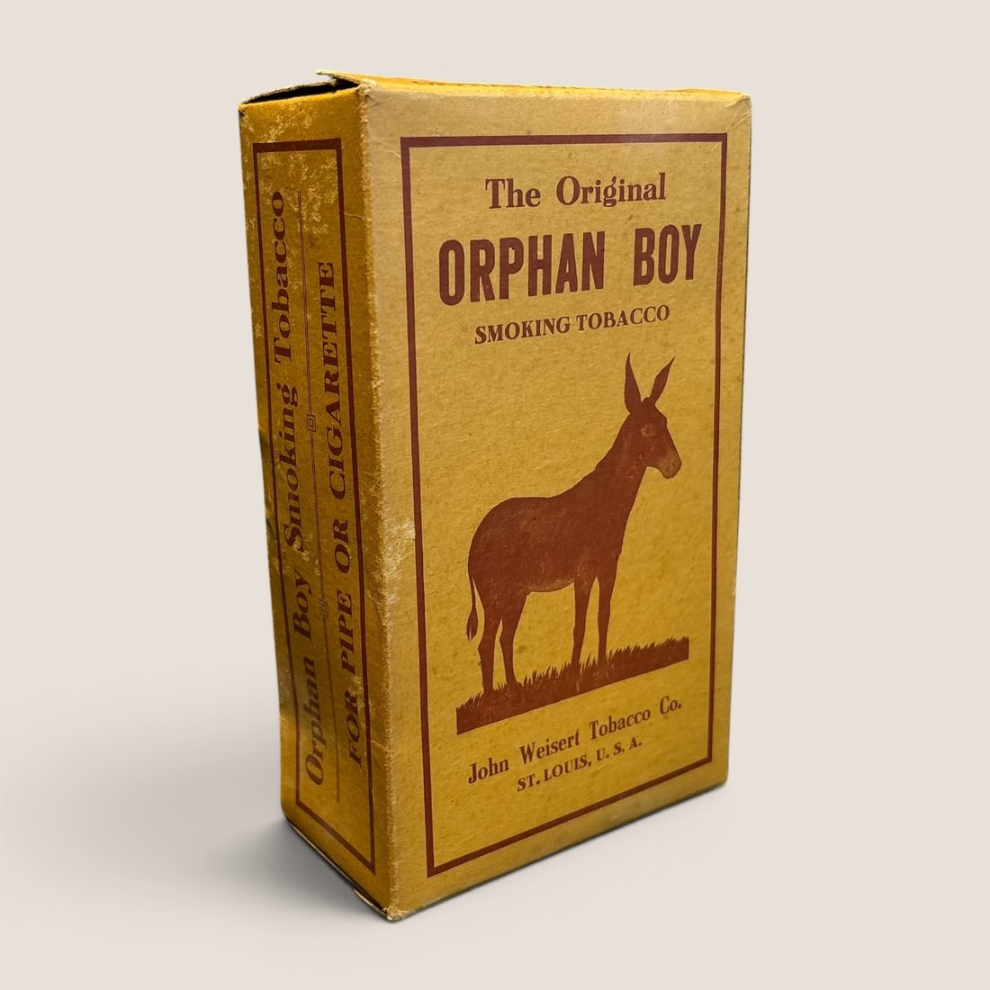 Vintage John Weisert Tobacco Co. Orphan Boy Smoking Tobacco Cardboard Box (1 of 1)