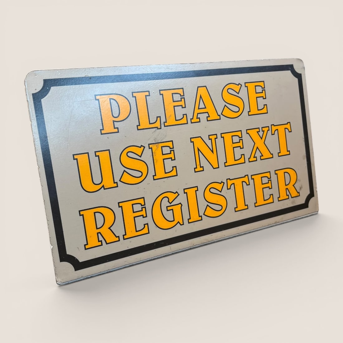 Vintage " Please Use Next Register " Metal Store Sign (1 of 2)