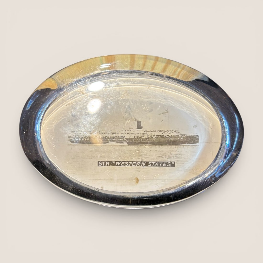 Antique Advertising Glass Paperweight (1 of 2)