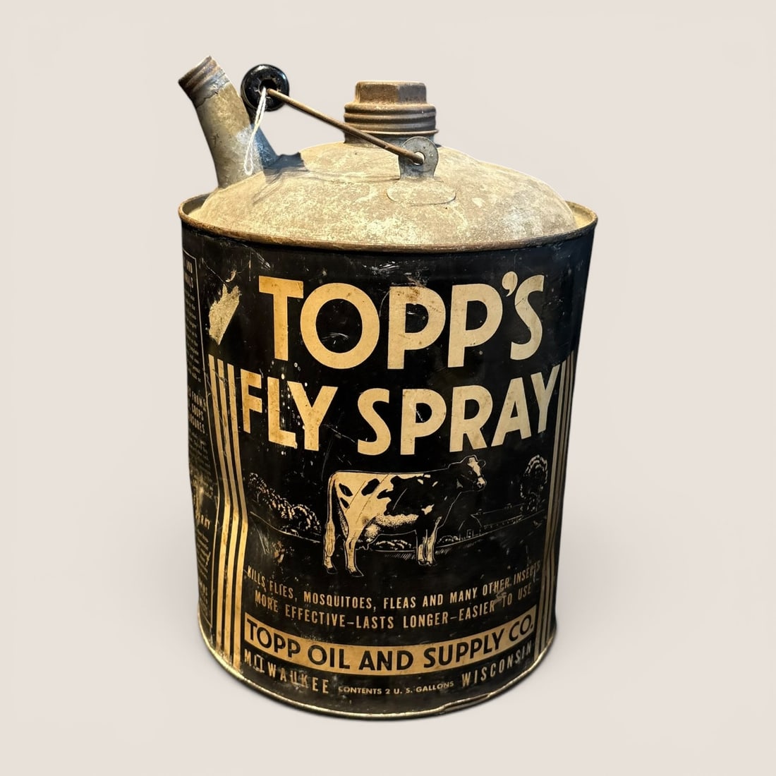Topp's 2 Gallon Fly Spray Can With Cow (1 of 2)