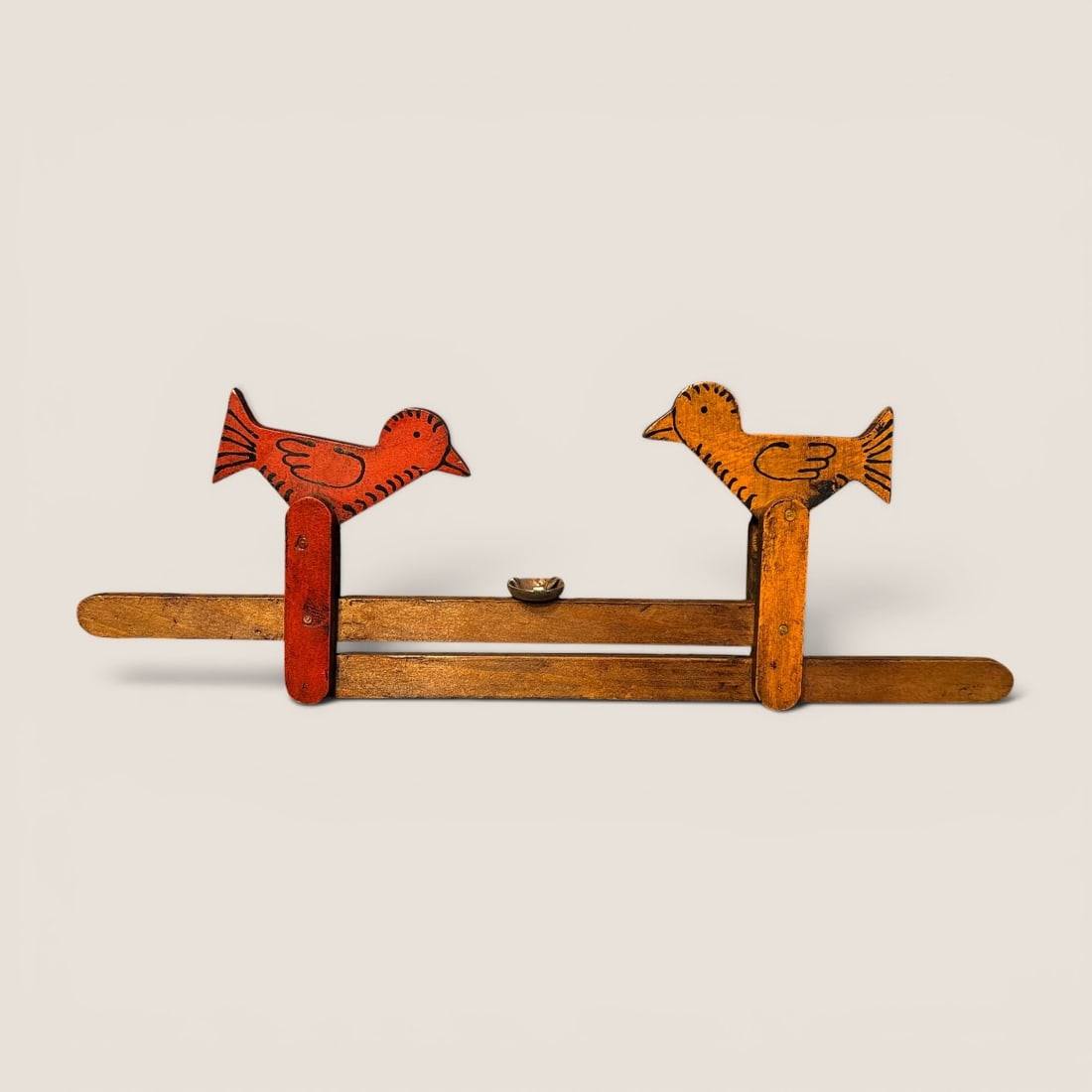 Vintage Wood Double Bird Drinking Water See Saw Toy (1 of 1)
